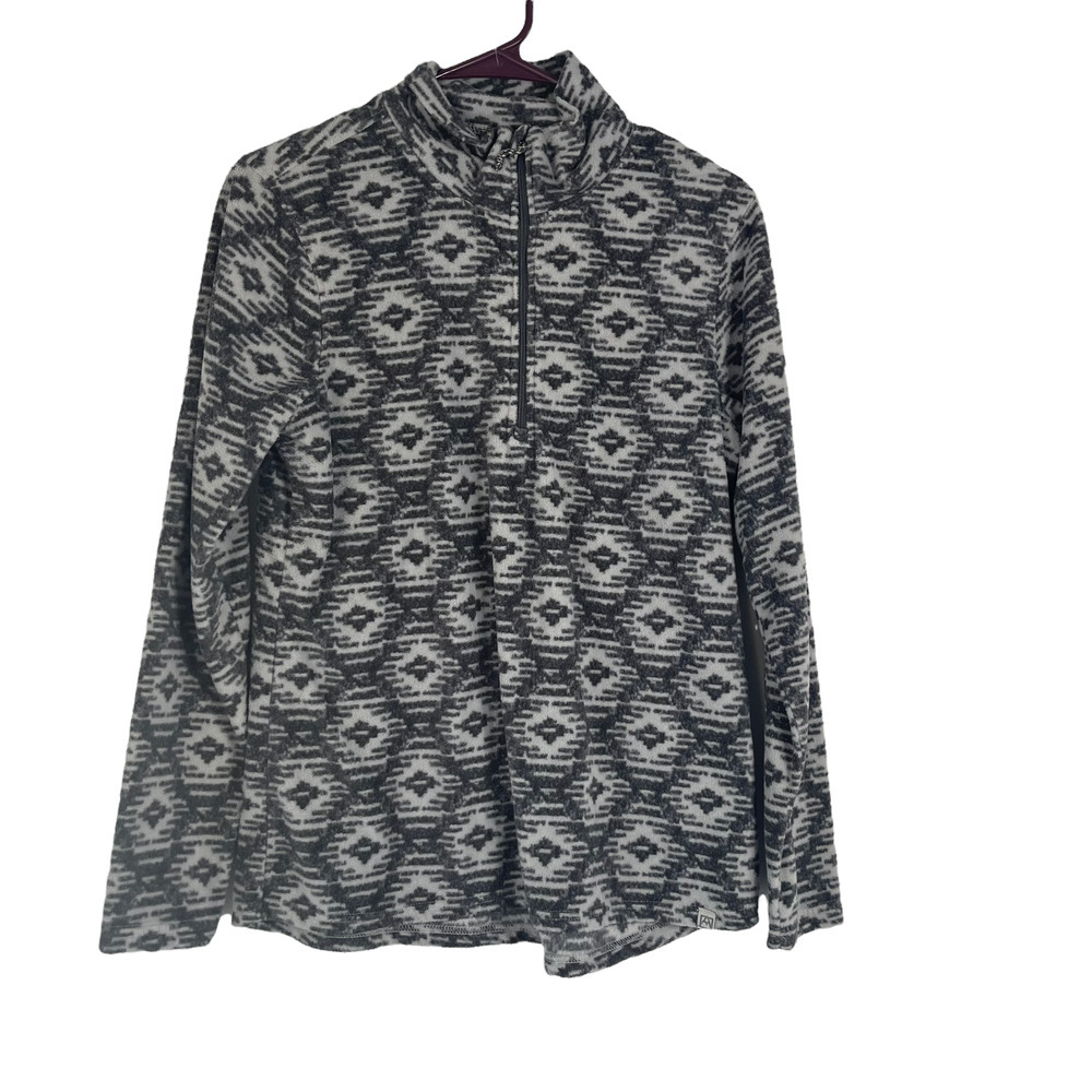 Avalanche Outdoor Supply Co Women Grey Geometric Fleece Quarter Zip‎ Pullover M